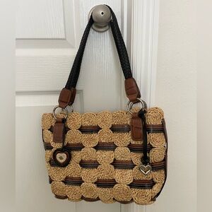Stylish Tan and Black Woven Handbag Brighton